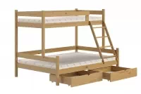 Łóżko piętrowe drewniane Poli z szufladami - 80x190/120x190 / dąb  Łóżko piętrowe drewniane Poli z szufladami - 80x190/120x190 / dąb 