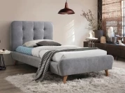 Łóżko tapicerowane jednoosobowe Tiffany 90x200 - szary / dąb tapicerowna łóżko młodzieżowe