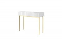 Nowoczesne biurko Nicole 100 cm z szufladami i metalowymi nogami- biały mat / złote nóżki białe biurko