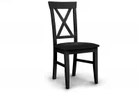 Krzesło drewniane Retro z tapicerowanym siedziskiem i oparciem krzyżyk - czarny Salvador 19 / czarny czarne drewniane krzesło z czarnym siedziskiem