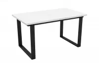 Stół rozkładany do jadalni Temir 140-200 - Biel Arktyczna biały stól z czarnymi nogami 