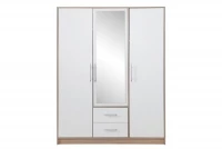 Szafa Smart SRL2 z szufladami i lustrem 150 cm - biały lux / dąb sonoma szafa z lustrem