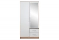 Szafa Smart SRL3 z szufladami i lustrami 100 cm - biały lux / dąb sonoma szafa z lustrem