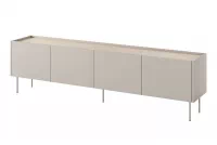 Szafka RTV Desin z ukrytą szufladą na metalowych nogach 220 cm - kaszmir / dąb nagano beżowa rtv 220 cm