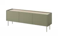 Szafka RTV Desin 170 cm z ukrytą szufladą i metalowymi nogami - oliwka / dąb nagano zielona szafka rtv trzydrzwiowa