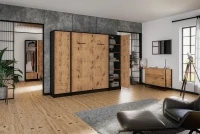 Zestaw do pokoju Modern Loft - czarny / dąb lancelot zestaw z półkotapczanem